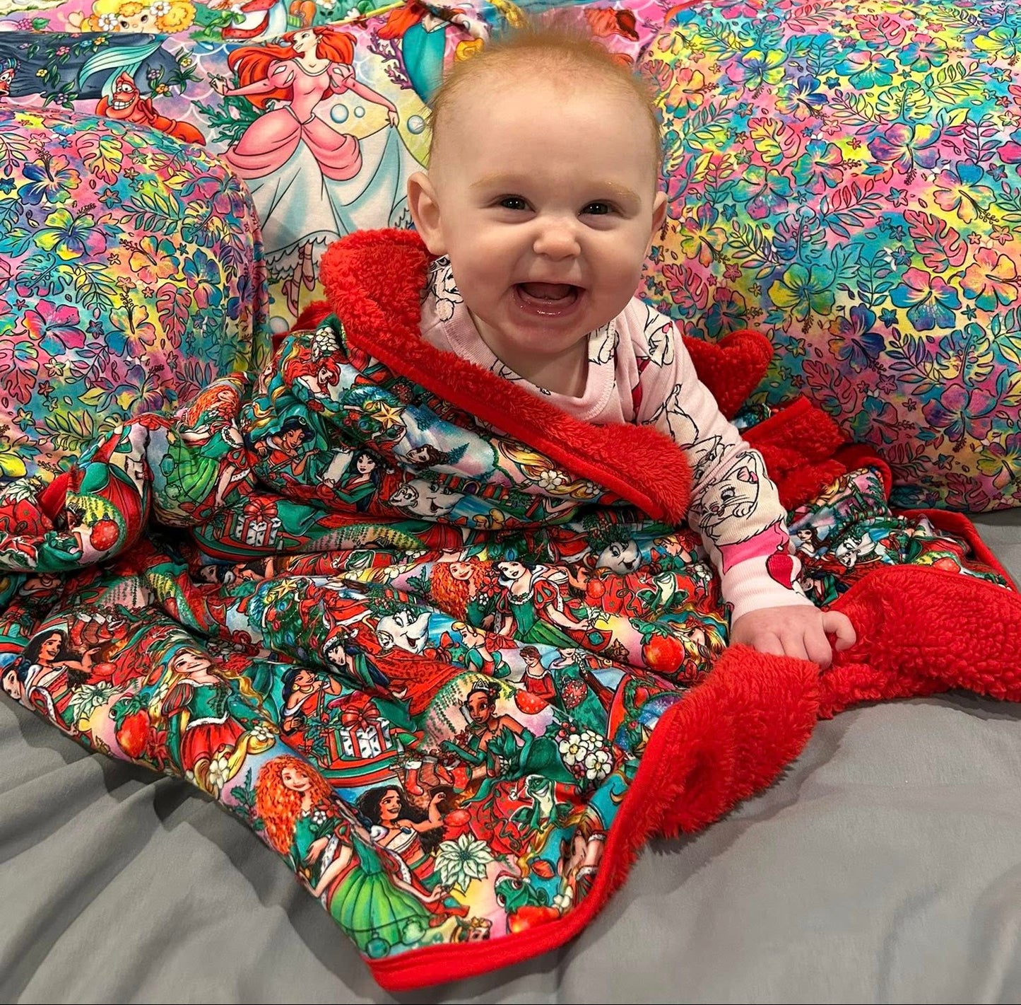 RTS 30x40 Toddler Minky backed bamboo blanket - XMas Princess