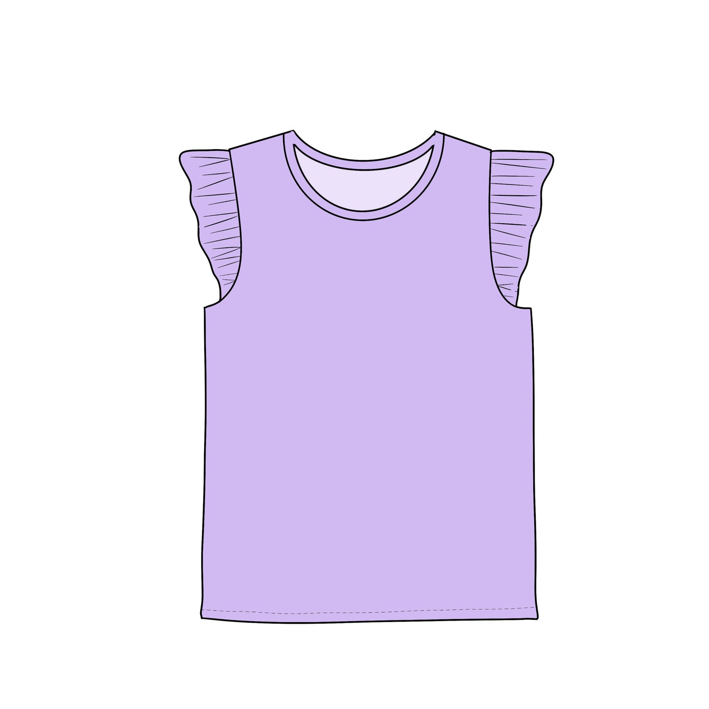 RTS Flutter Sleeve Tee - Lavendar (solid) Aria