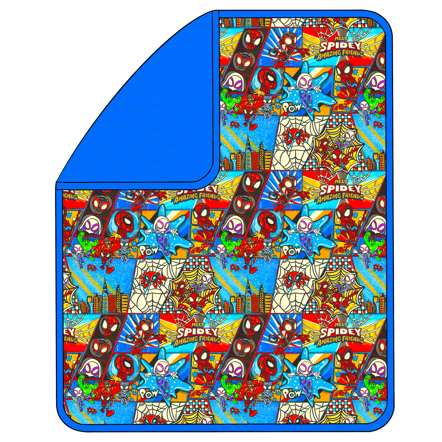 RTS Triple Layer Quilted Bamboo Blanket - BLUE Spidey BLUE