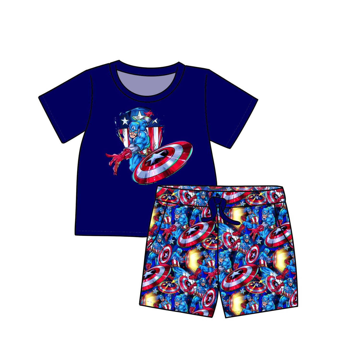 June Pre-Order Tee and Shorts Bamboo Daywear - American Hero