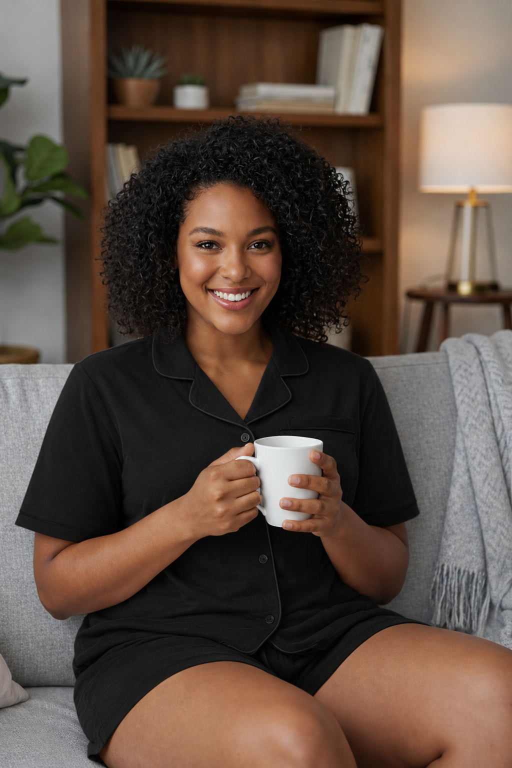 Dec26 Pre-Order Women's Button down top and shorts set - Onyx