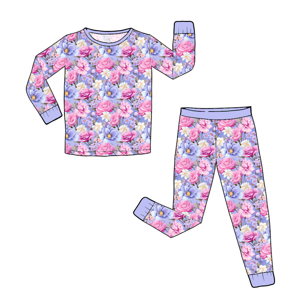 RTS Long Sleeve and Pants Pajama Set - Blooming Beauty