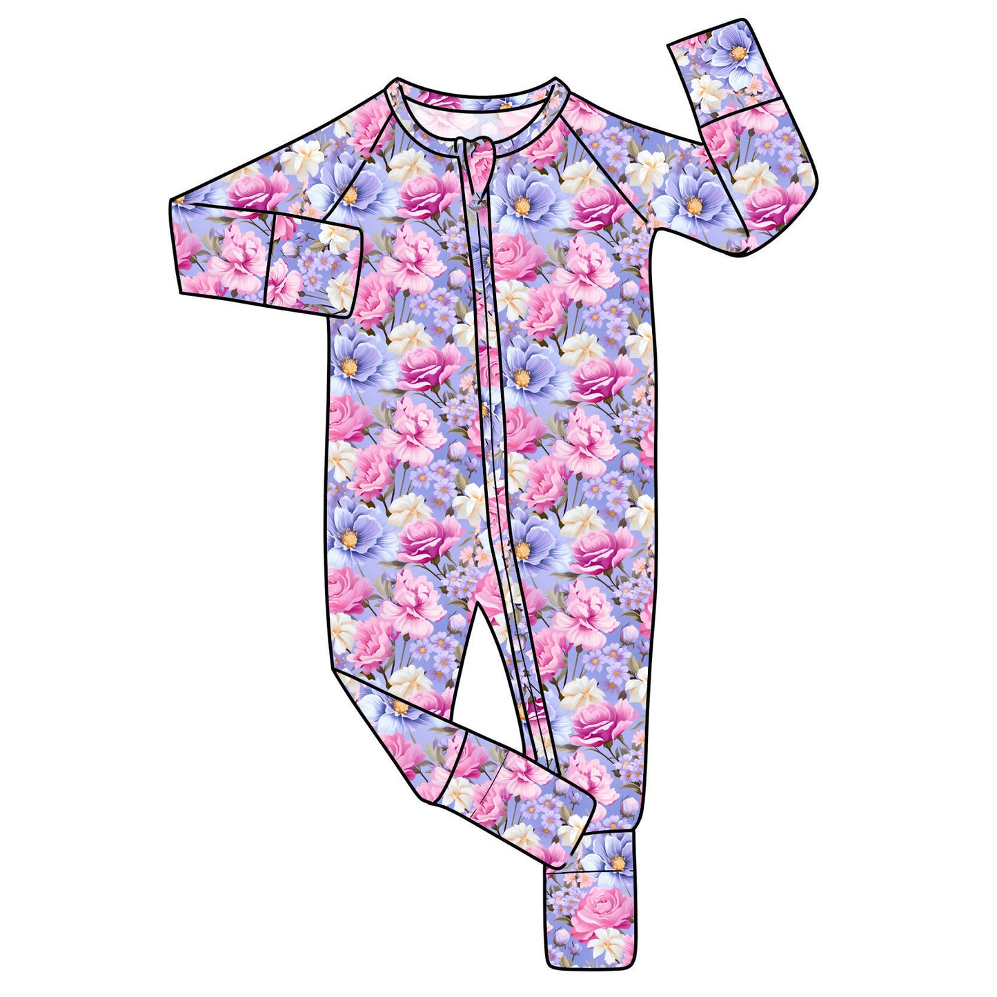 SEPT Pre-Order Bamboo Convertible Zip Romper - Blooming Beauty