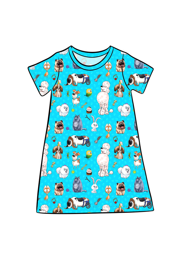 RTS Kid's Tee Dress/Lounge Gown - Pets