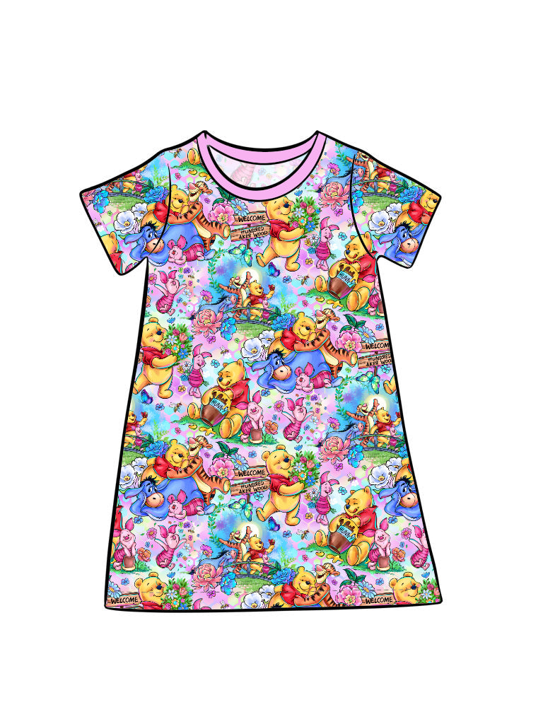 RTS Kid's Tee Dress/Lounge Gown - Pretty Pooh