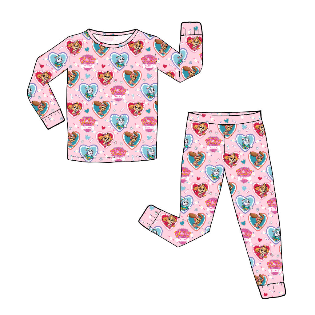 FEB Pre-Order Bamboo Long Sleeve and Pants Pajama Set - Heart Patrol