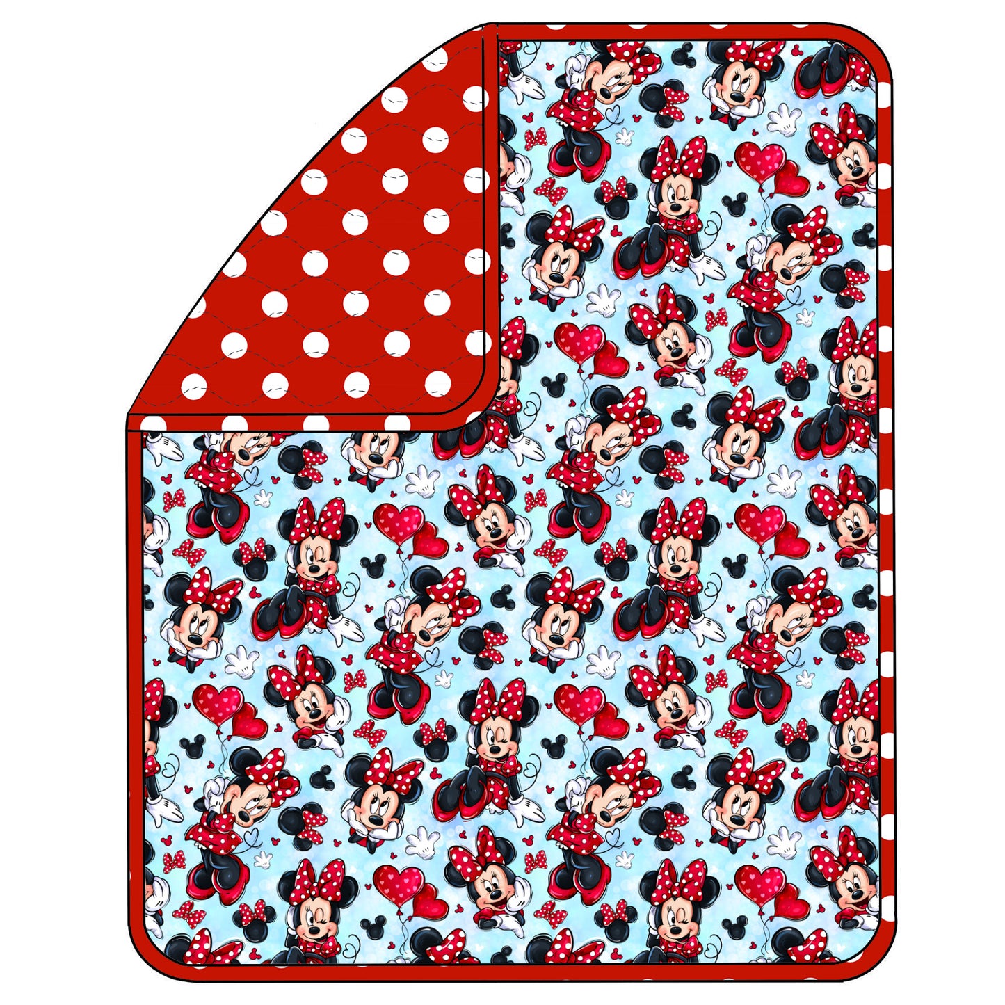 RTS ADULT 60x80 Triple Layer Quilted Blanket - So Minnie Hearts