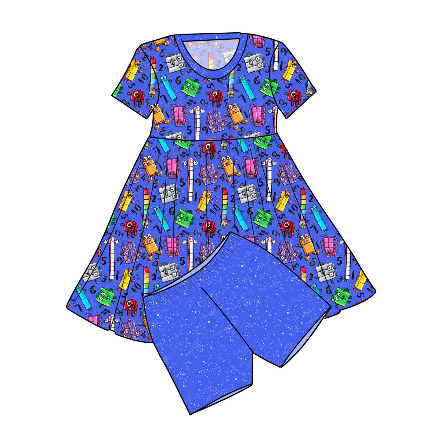 RTS Bamboo Twirl with Shorts - Number Blocks