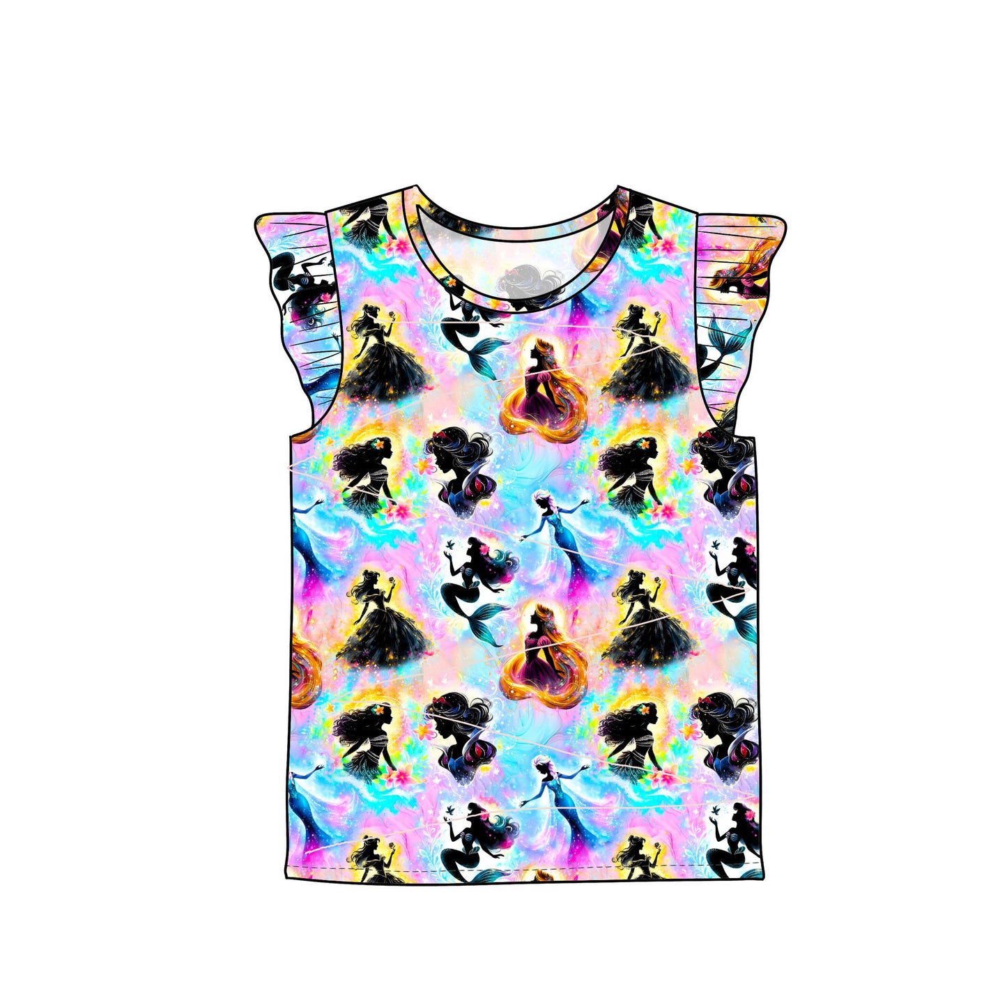 SUMMER SALE! RTS Flutter Sleeve Tee - Pink Silhouettes