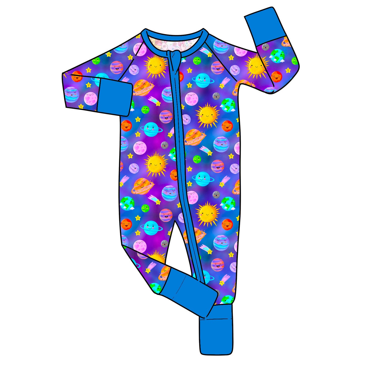 $20 RTS Bamboo Convertible Zip Romper - PURPLE Out of this world