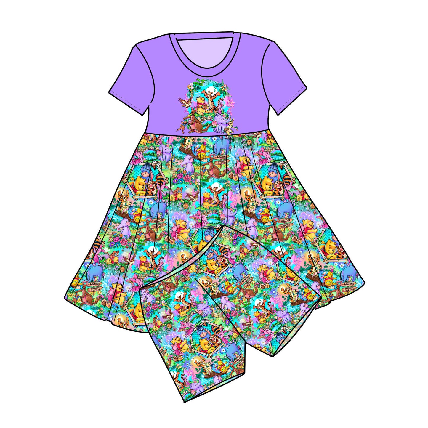 RTS Bamboo Graphic Twirl with Shorts - Hundred Acre Wood