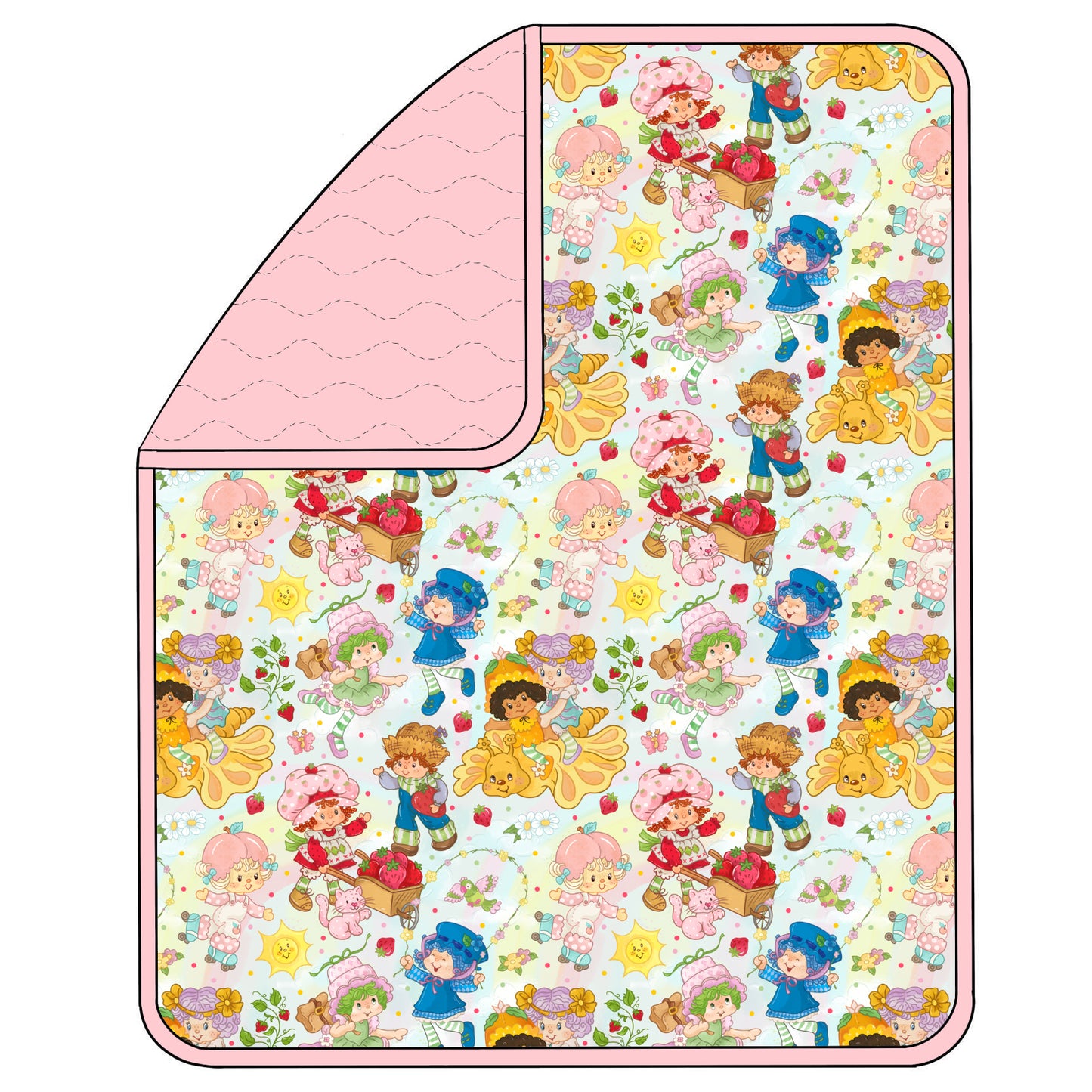 July Pre-Order Double Layer Quilted Bamboo Blanket - Vintage Strawberry