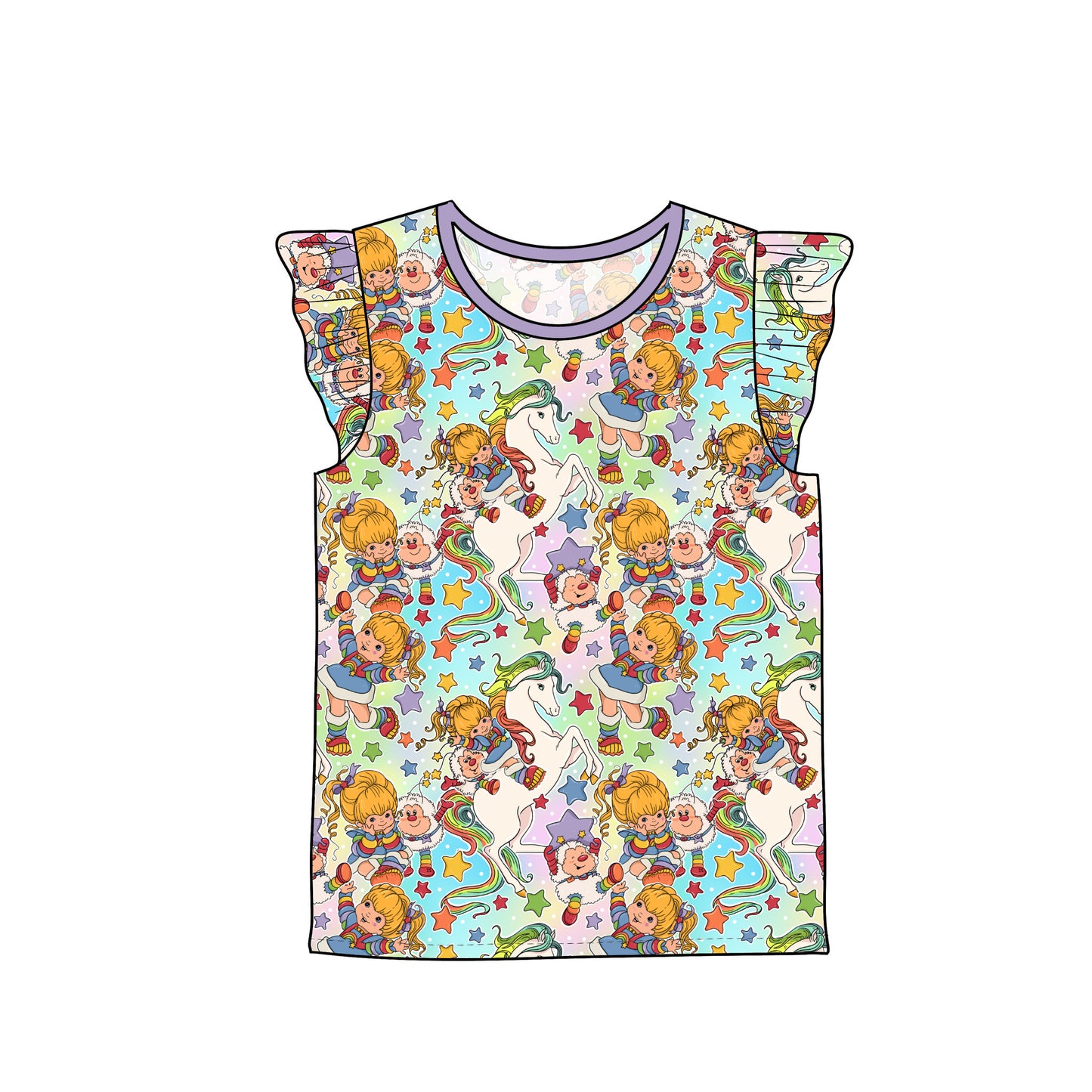 July Pre-Order Flutter Sleeve Tee - Vintage Rainbow