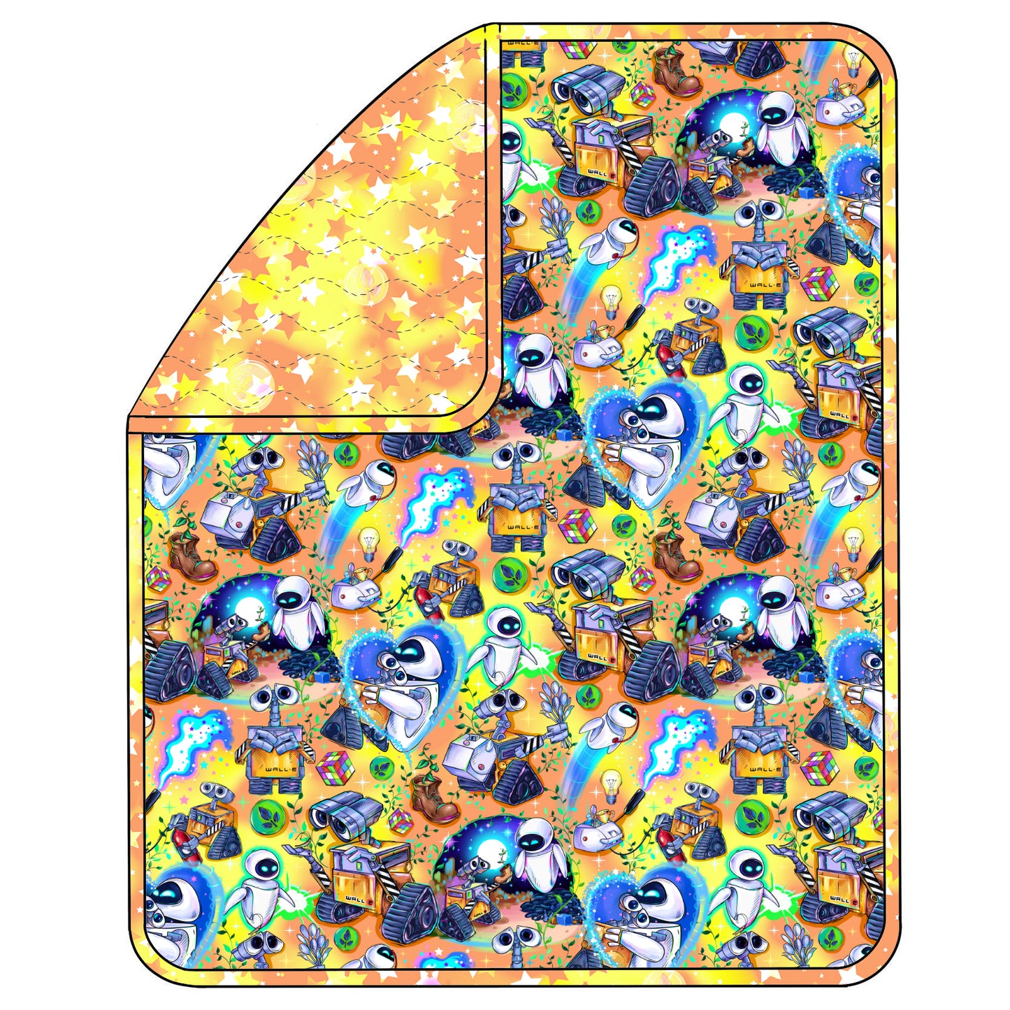 RTS 50x60 Triple Layer Quilted Bamboo Blanket - Wall-E Orange
