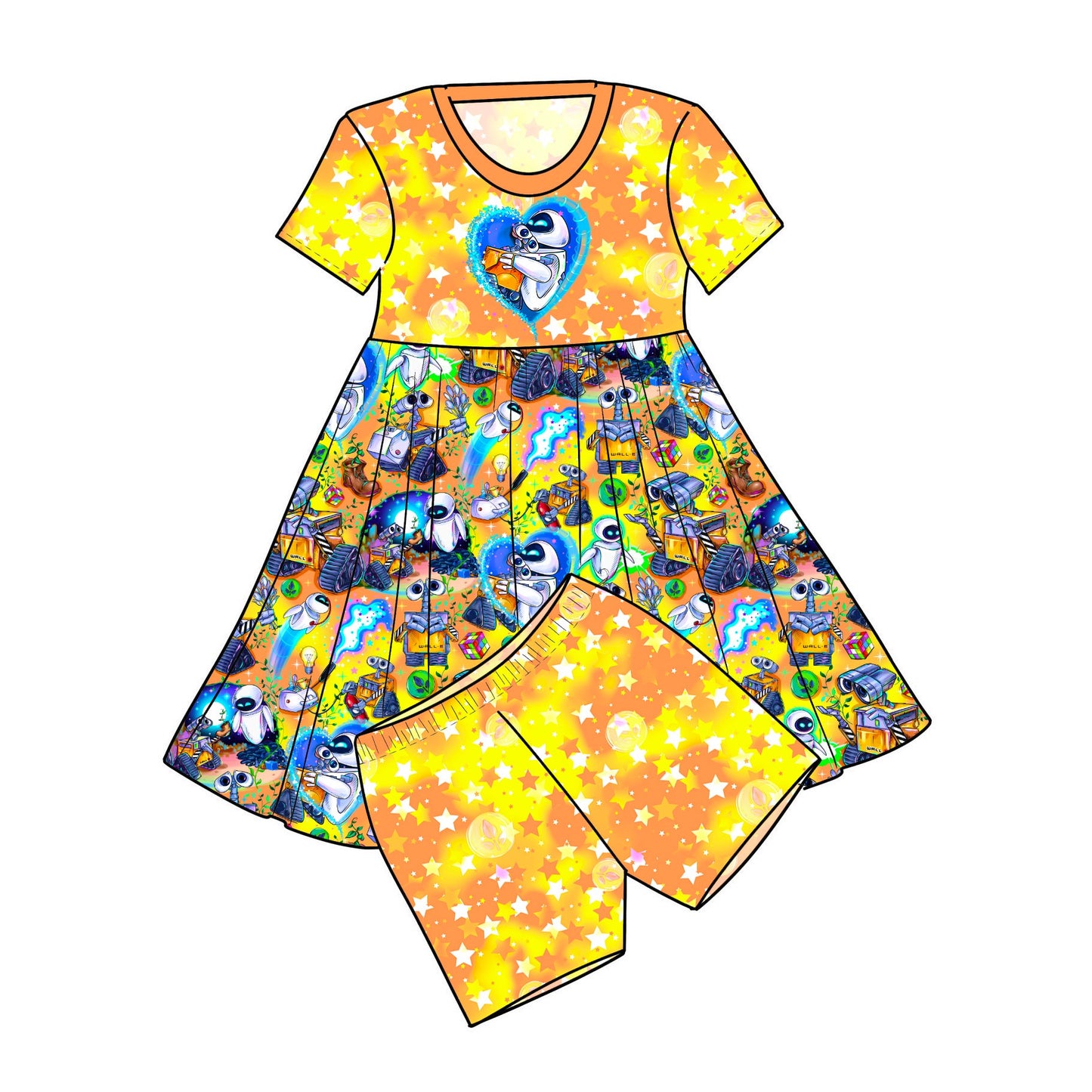 RTS Bamboo Twirl with Shorts - Wall-E Orange