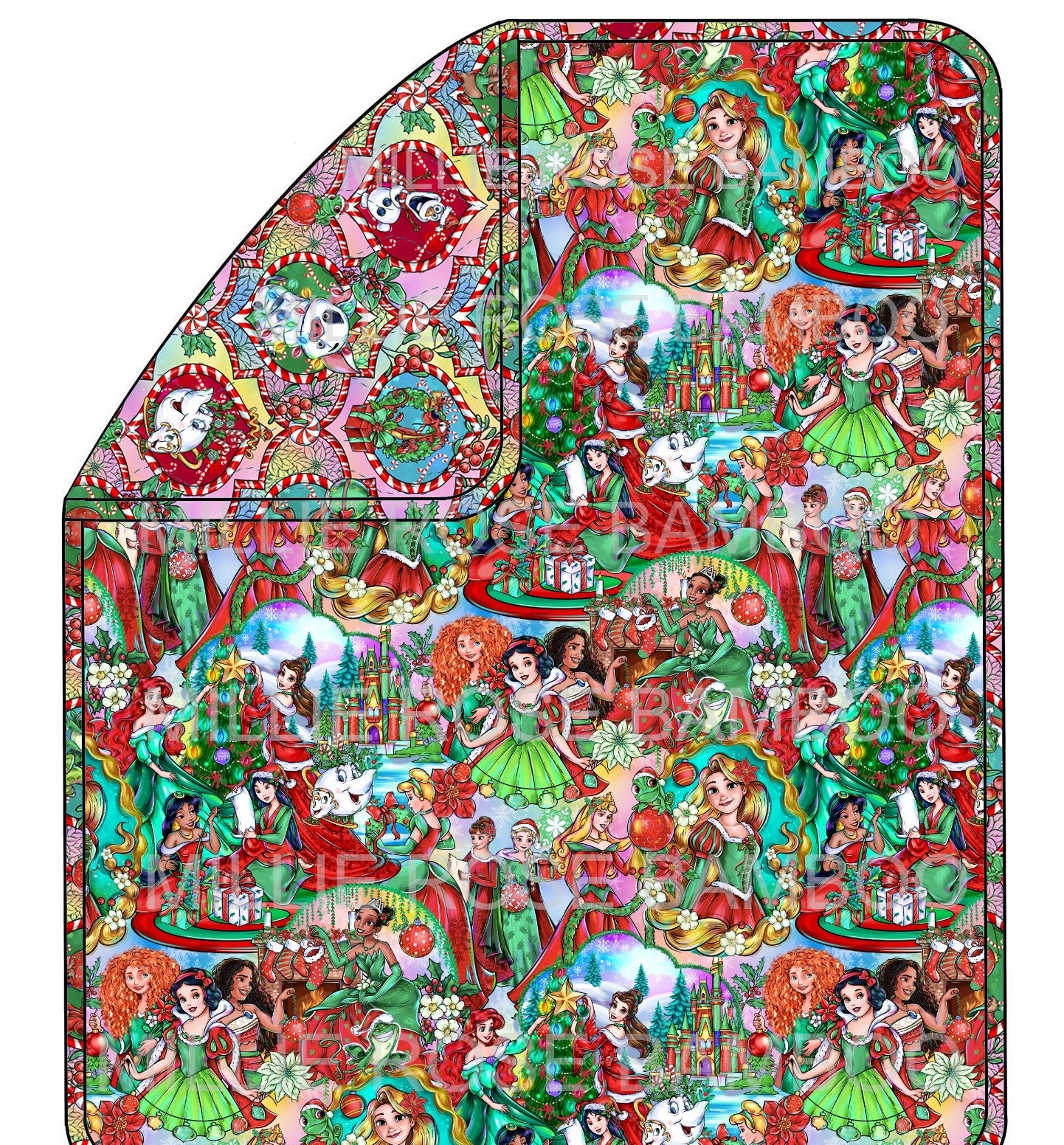 RTS Triple Layer Quilted Bamboo Blanket - XMas Princesses