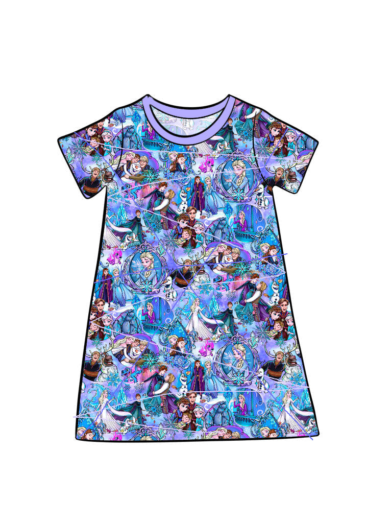 RTS Kid's Tee Dress/Lounge Gown - Let It Go Rerun