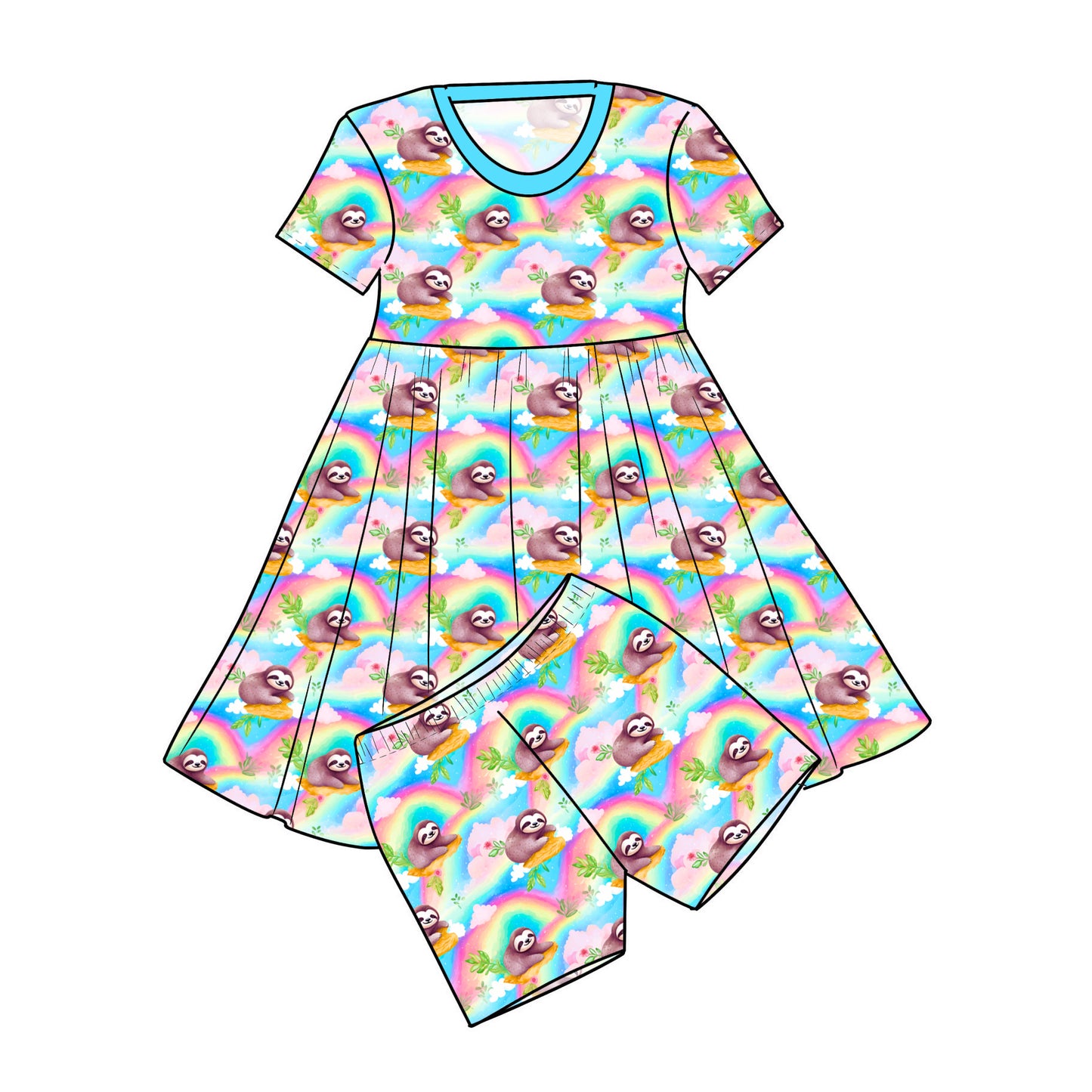 RTS Bamboo Twirl with Shorts - Rainbow Sloths