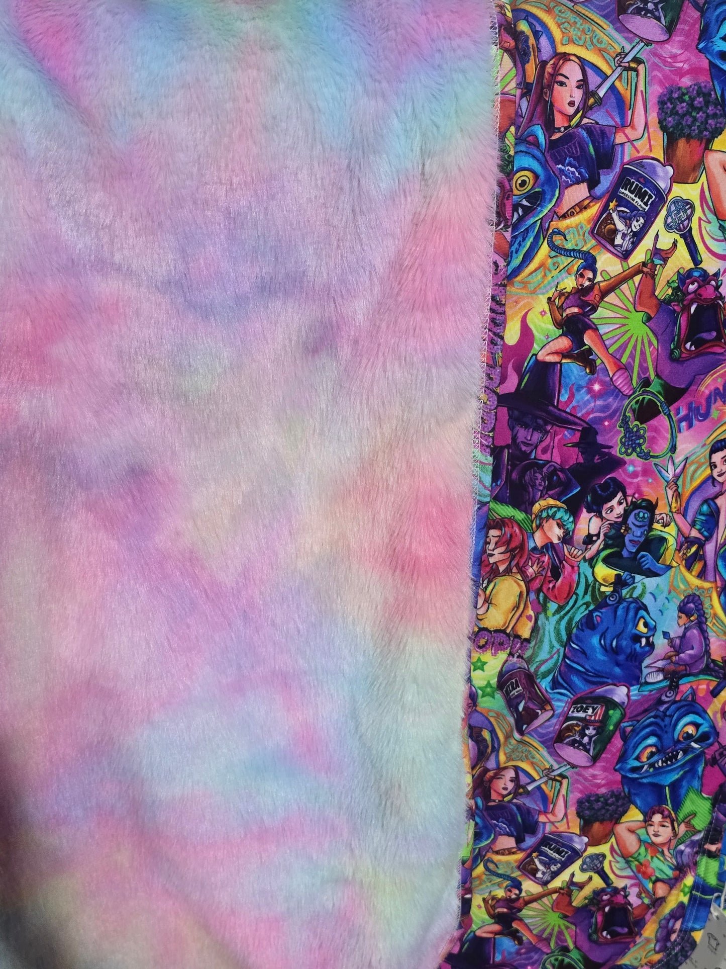 RTS 30x40 Toddler Minky backed bamboo blanket - KPop Huntrix Tie Dye