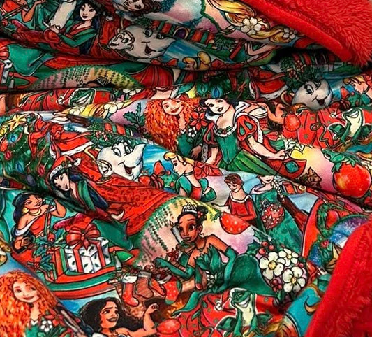 RTS 60x85 BAMBOO/MINKY Blanket - XMas Princesses