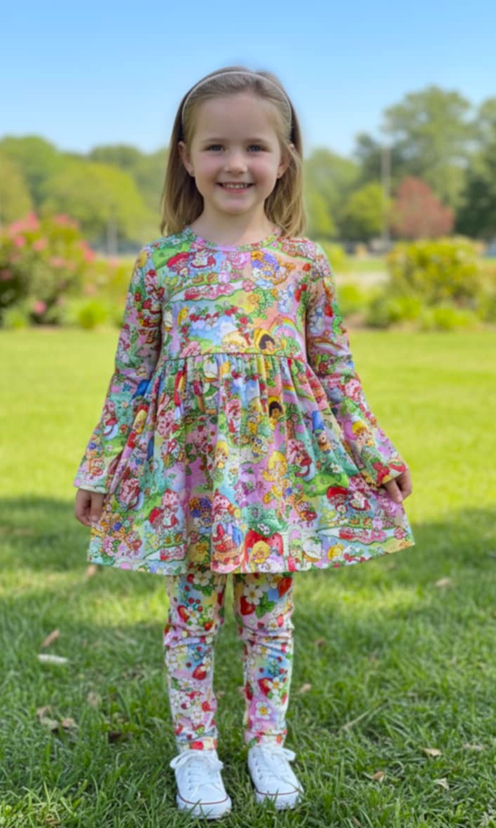 RTS Peplum and Leggings - Strawberry Surprise