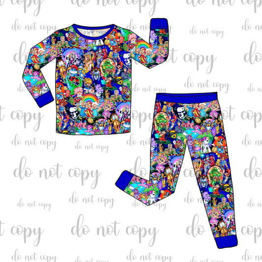 DEC Pre-Order Bamboo Long Sleeve and Pants Pajama Set - 80s Baby BLUE
