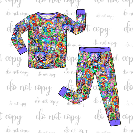 DEC Pre-Order Bamboo Long Sleeve and Pants Pajama Set - 80s Baby COLORFUL