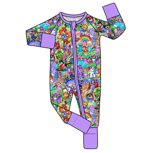 RTS Bamboo Convertible Zip Romper - COLORFUL 80s Baby