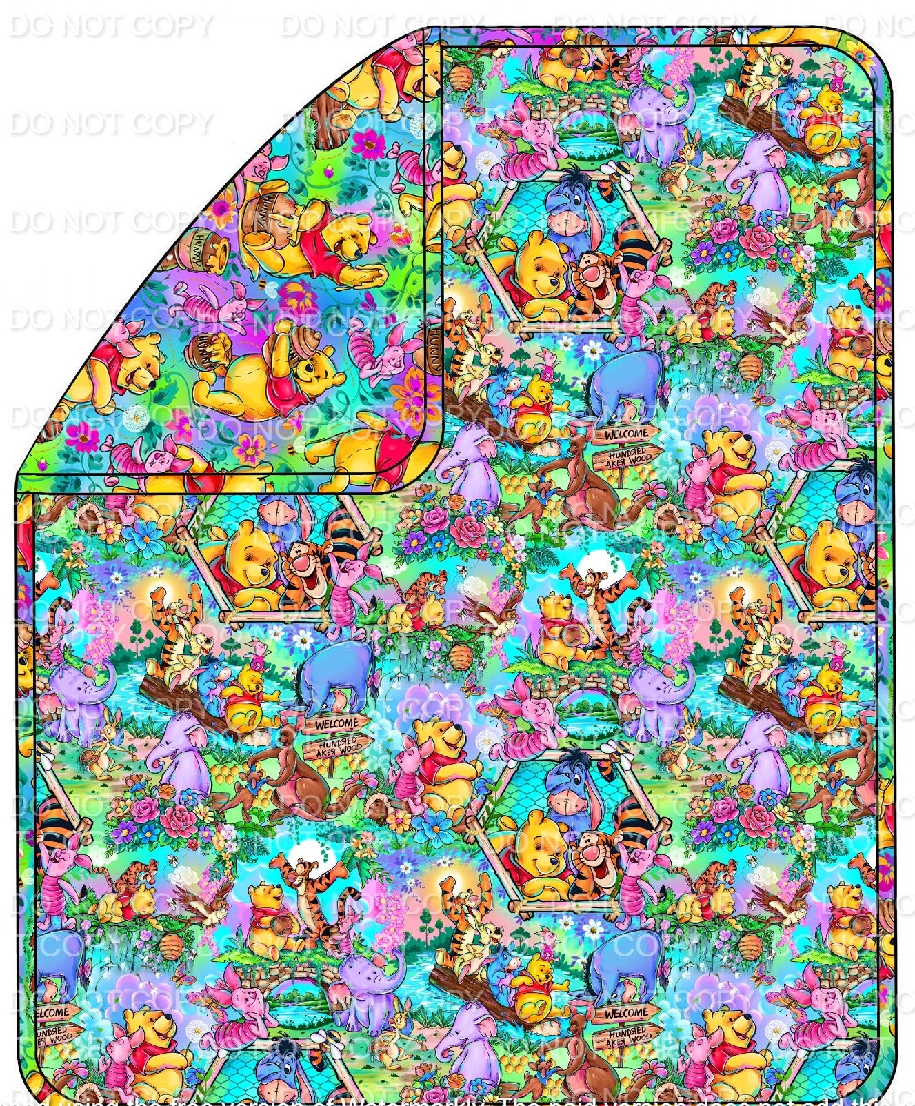 RTS 50x60 Triple Layer Quilted Bamboo Blanket - Hundred Acre Wood / Beary Best Friends