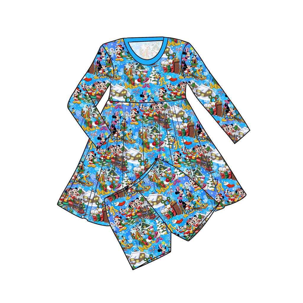 RTS LONG SLEEVE Bamboo Twirl with Shorts - All Aboard