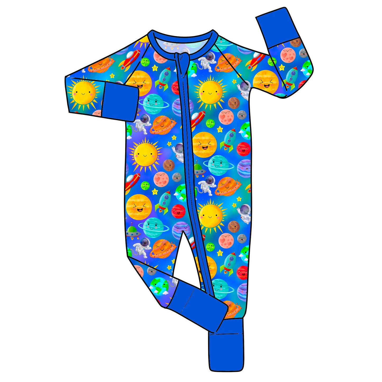 $20 RTS Bamboo Convertible Zip Romper - Out of this world Astronauts