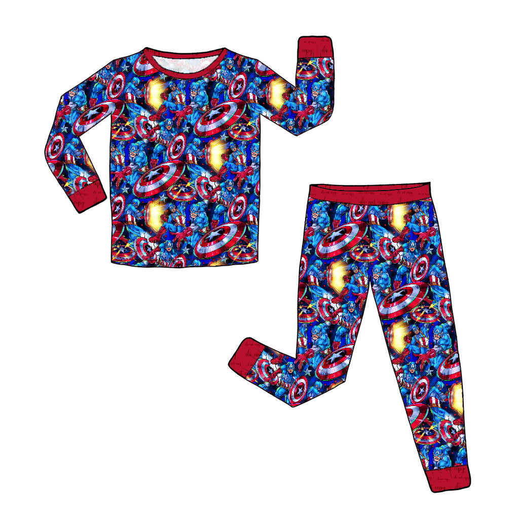 June Pre-Order Bamboo Long Sleeve and Pants Pajama Set - American Hero
