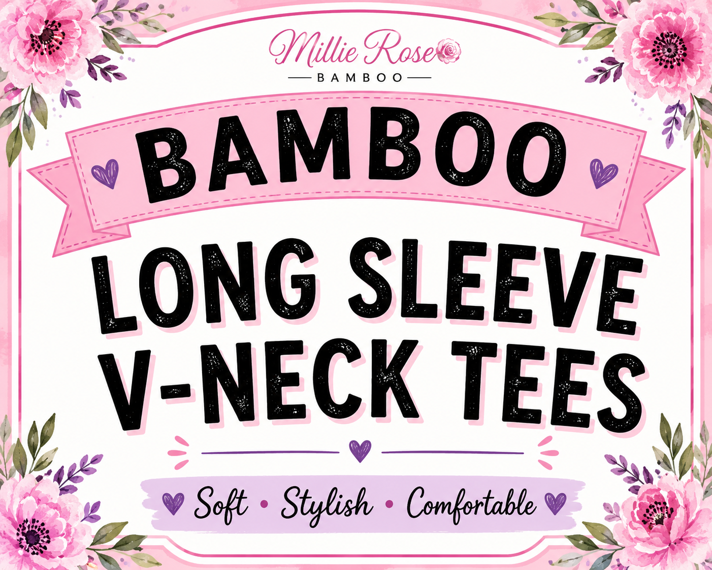 NOV Pre-Order LONG SLEEVE Women's Oversized V-Neck Tee - SOLIDS