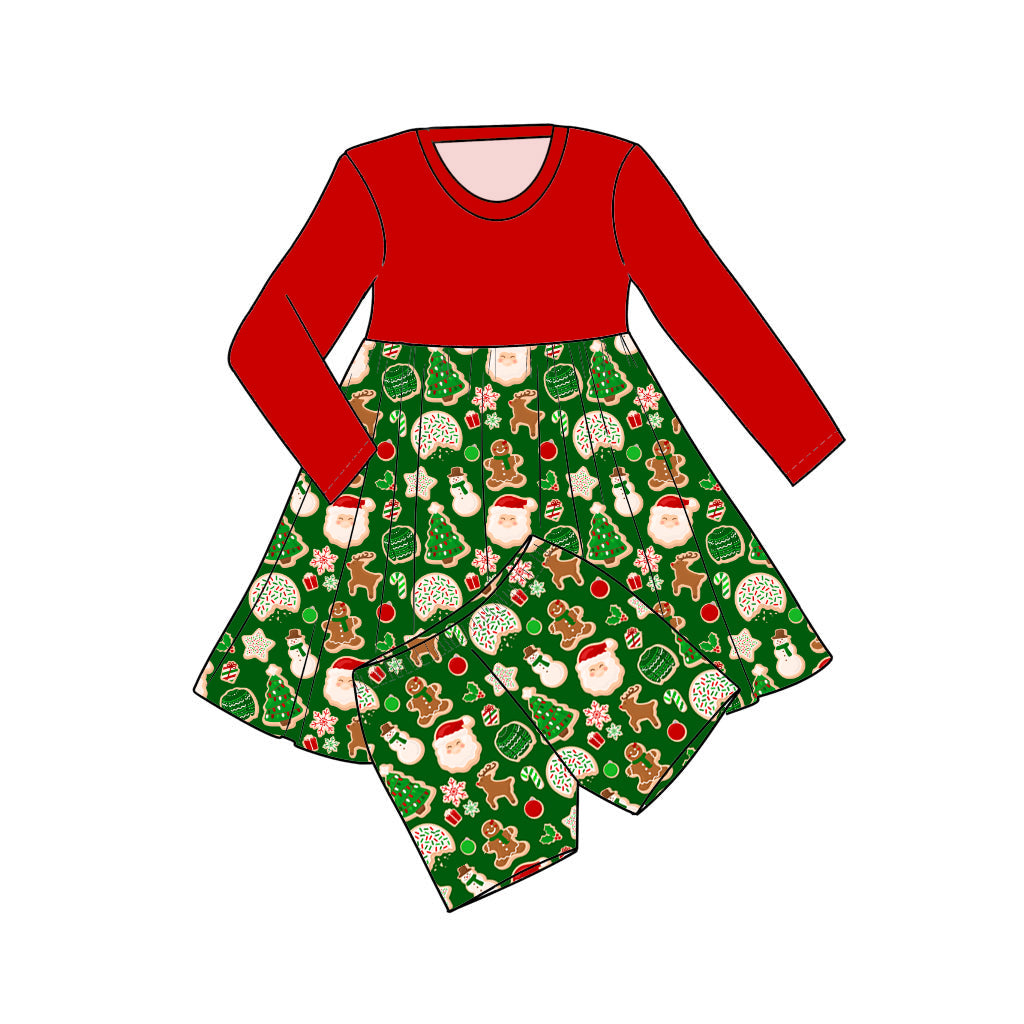 RTS LONG SLEEVE Bamboo Twirl with Shorts - XMas Cookies