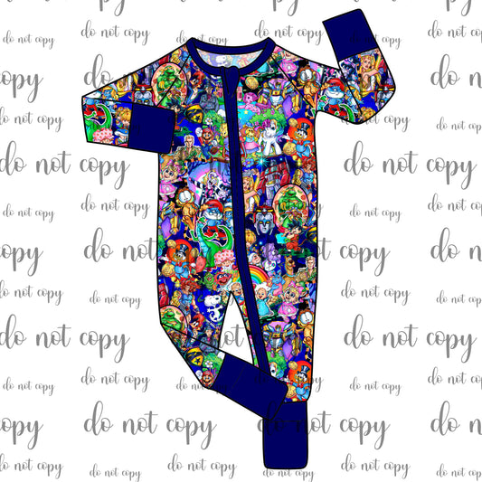 DEC Pre-Order Bamboo Convertible Zip Romper - 80s Baby BLUE