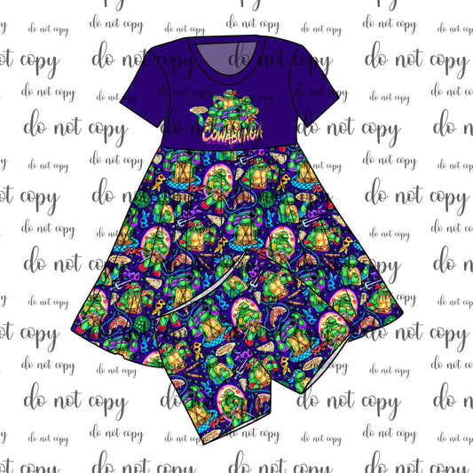 DEC Pre-order Graphic Twirl Dress with Shorts - Cowabunga