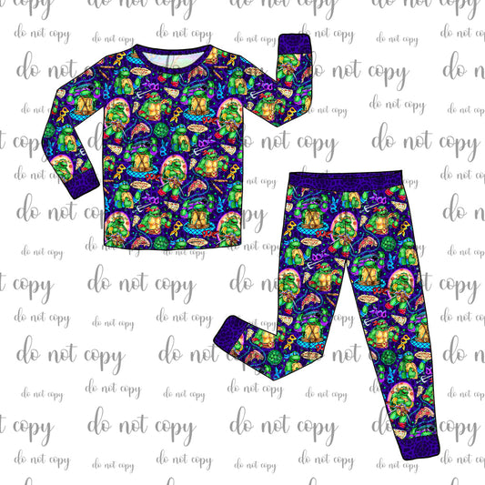 DEC Pre-Order Bamboo Long Sleeve and Pants Pajama Set - Cowabunga