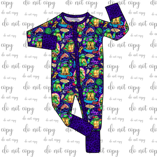 DEC Pre-Order Bamboo Convertible Zip Romper - Cowabunga