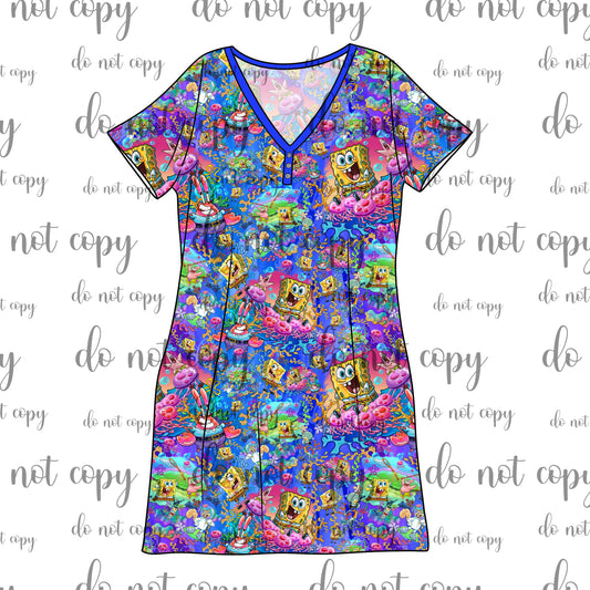 RTS Bamboo Adult Sleep Gown - Jellyfish Fields