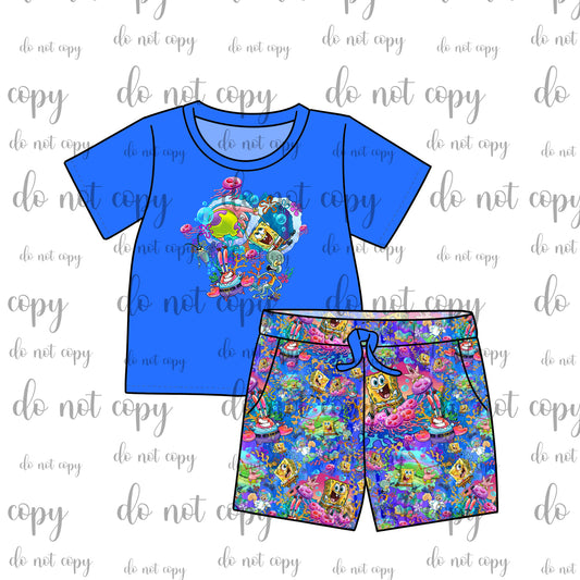 DEC Pre-Order Tee and Shorts Bamboo Daywear - Jellyfish Fields