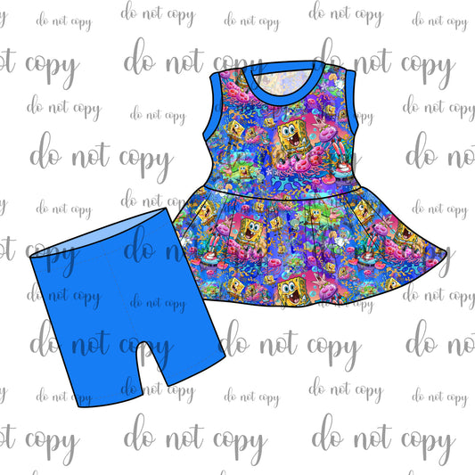 RTS Peplum and Shorts - Jellyfish Fields