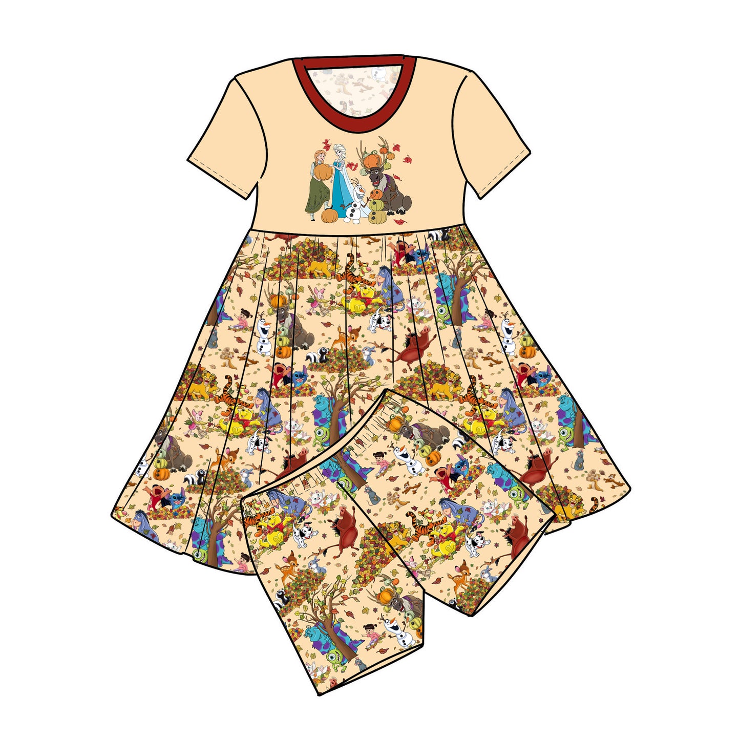 RTS Bamboo Graphic Twirl with Shorts - Fall Mashup