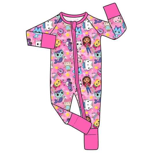 RTS Bamboo Convertible Zip Romper - Gabby's Cats