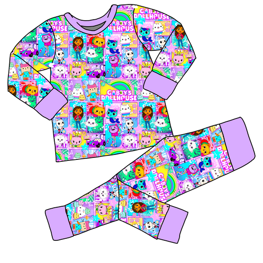 RTS Long Sleeve and Pants Pajama Set - Dollhouse