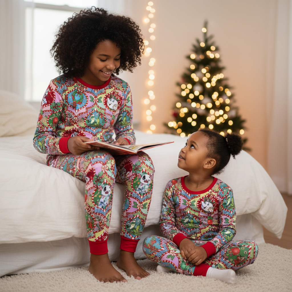 RTS Long Sleeve and Pants Pajama Set - Xmas Sidekicks Pink