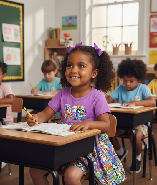 April Pre-order Graphic Twirl Dress with Shorts - Rainbow Dogs