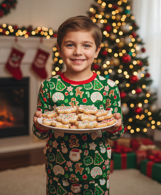 RTS Long Sleeve and Pants Pajama Set - XMas Cookies