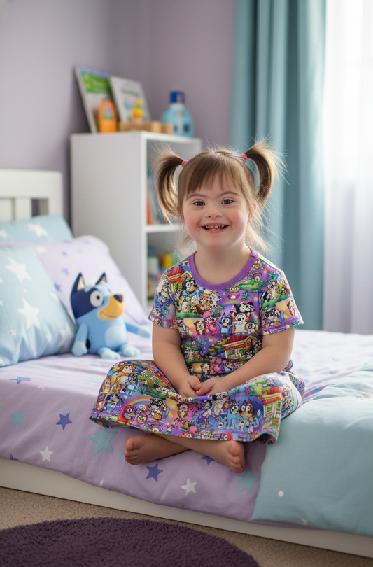 April Pre-order Kid's Lounge Gown - Rainbow Dogs
