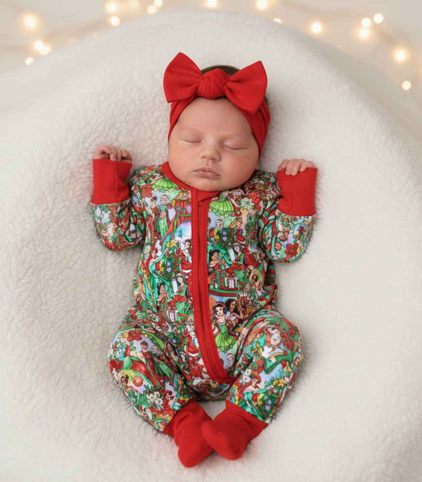 RTS Bamboo Convertible Zip Romper - XMas Princesses