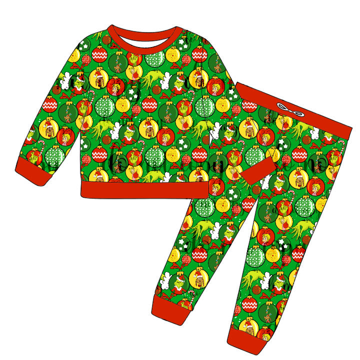 Nov Pre-order Crew Neck Pullover Sweater with Joggers - Green Balls